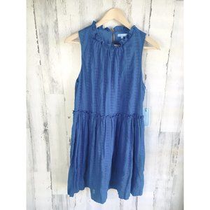 NWT Draper James RSVP Blue Cotton Textured Dress Fit & Flare Sleeveless Lined M